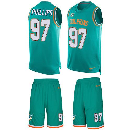 Nike Dolphins #97 Jordan Phillips Aqua Green Team Color Men's Stitched NFL Limited Tank Top Suit Jersey